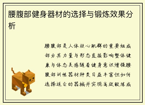 腰腹部健身器材的选择与锻炼效果分析